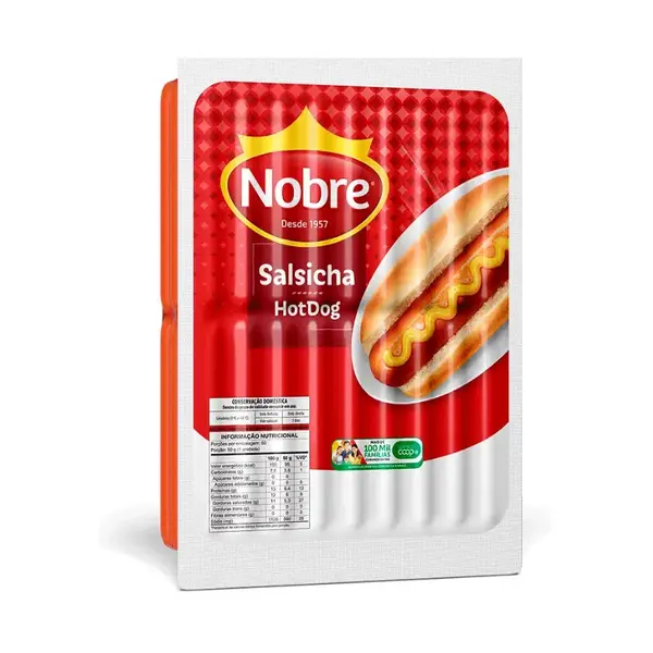 Salsicha Nobre 4X3KG CX12 no Atacado - Distribuidora 3G Foods