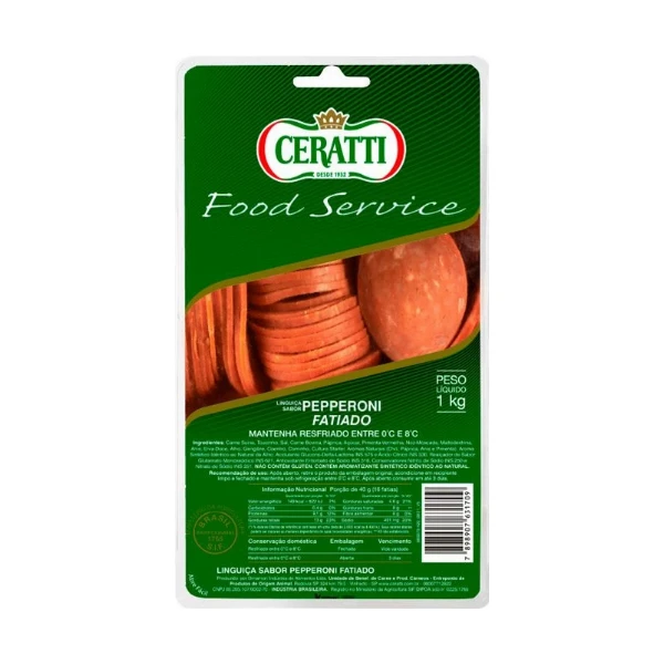 Linguiça Sabor Pepperoni Fatiada CERATTI