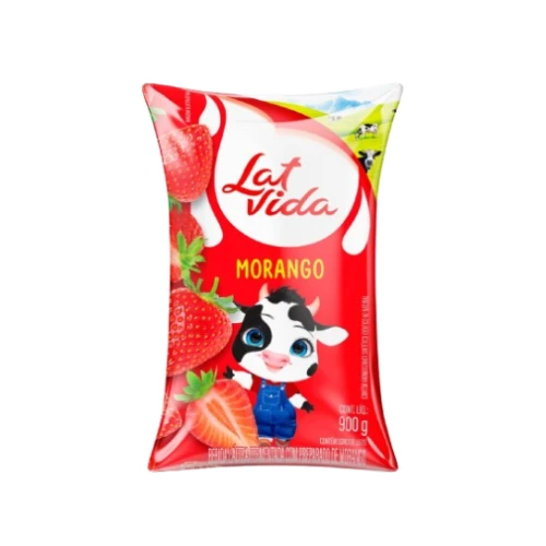 BEB LACTEA SACO LATVIDA 900ML - MORANGO CX12