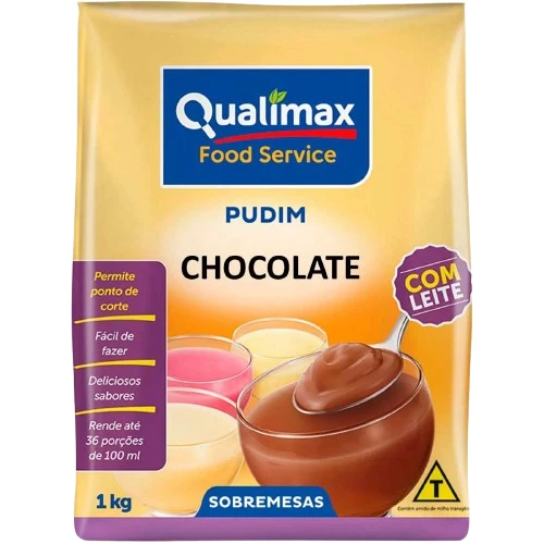 Pudim em Pó Sem Leite Sachê Qualimax Chocolate 1 kg - 39789