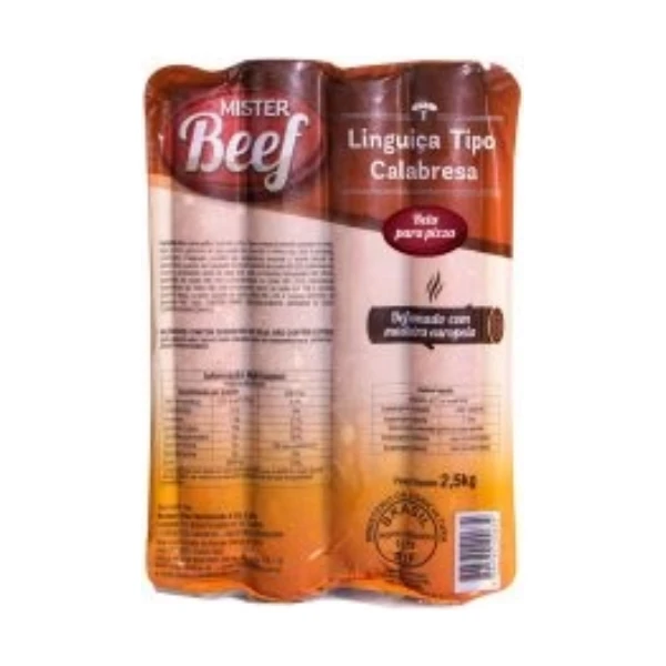 Linguiça Calabresa Reta 2,5kg Caixa 12,5kg MISTERBEEF