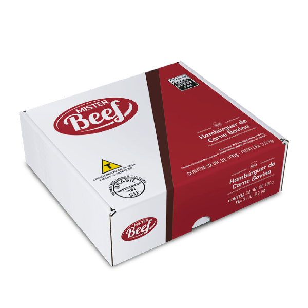 Hambúrguer Bovino Mister Beef 100g - 32 Unidades