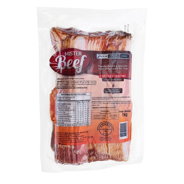 Bacon em Tiras Extra Fino Caixa 18kg Mister Beef