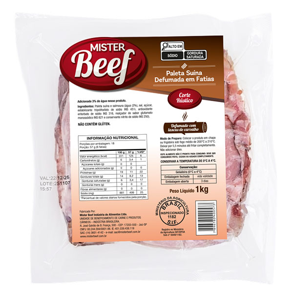 Bacon de Paleta Fatiado Caixa 18kg Mister Beef