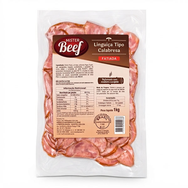 Linguiça Calabresa Fatiada Caixa 18kg Mister Beef